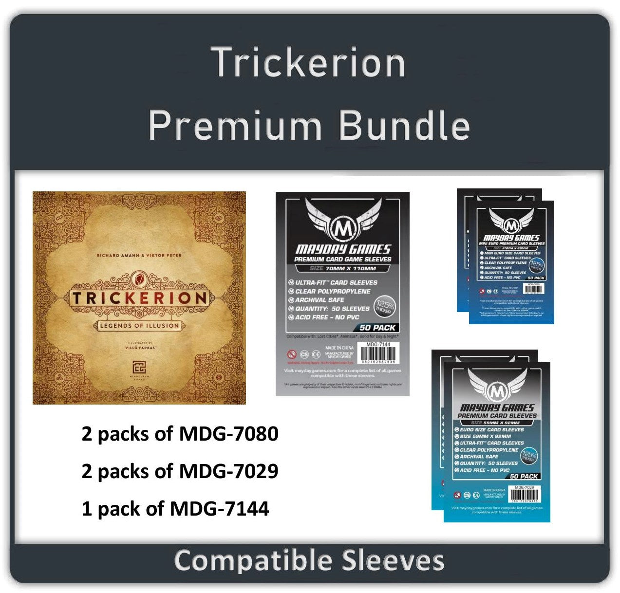 legends card sleeves Trickerion: Legends of Illusion" Compatible Card Sleeve Bundle – Maydaygames.com.br