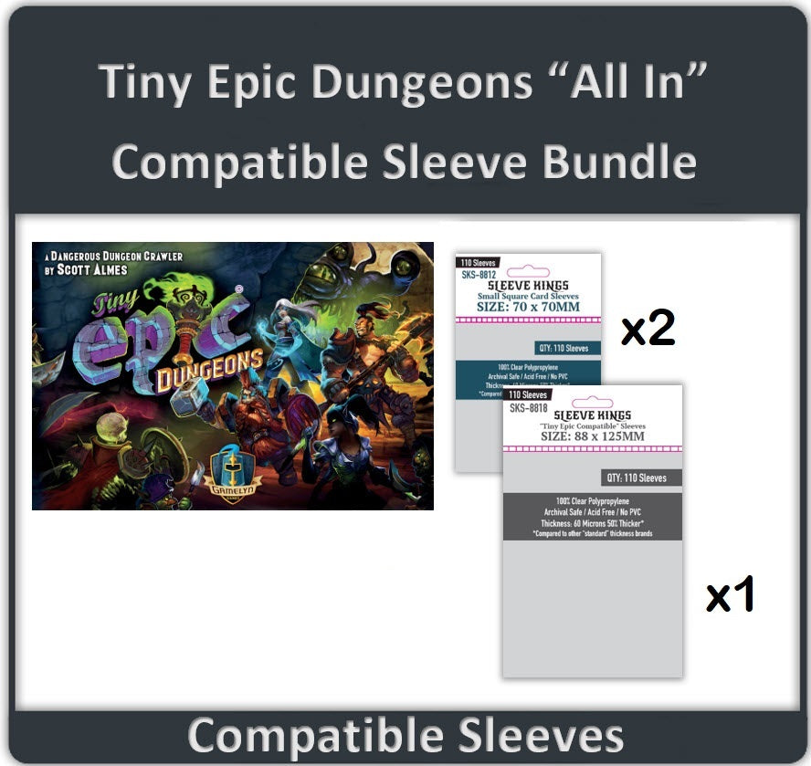 "Tiny Epic Dungeons Deluxe + Dungeon Stories" Expansion All-In Compatible Sleeve Bundle (8812 X 2 + 8818 X 1)