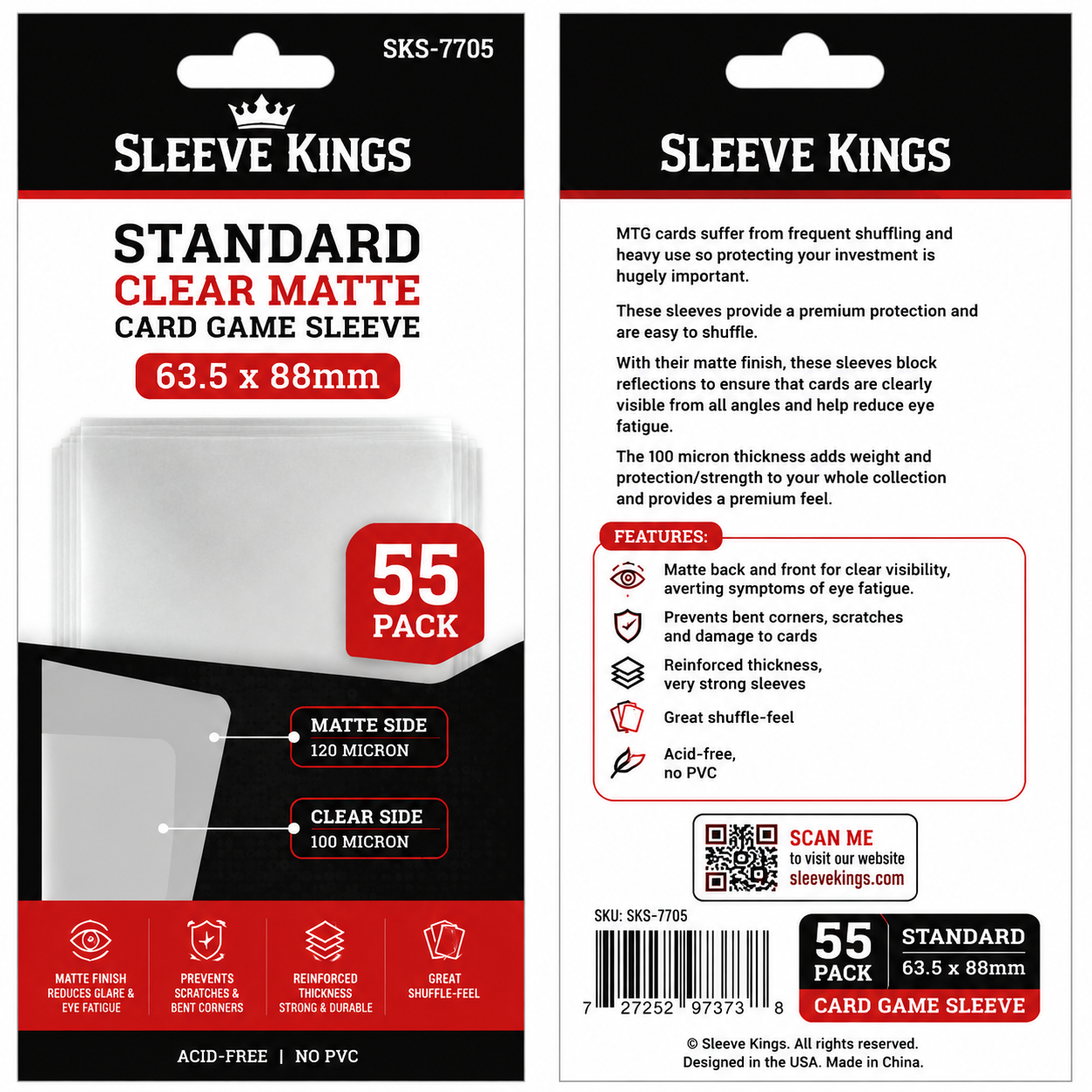 Standard Clear Matte Card Game Sleeve (63.5x88mm) 55 Pack (SKS-7705) PREORDER