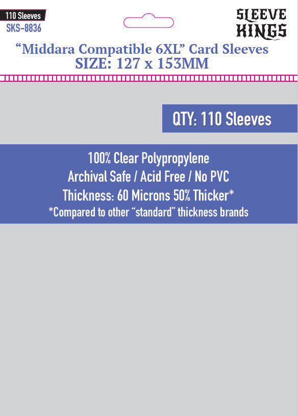 Sleeve Kings "Middara Compatible 6XL" Card Sleeves (127x153) - 110 Pack, SKS-8836