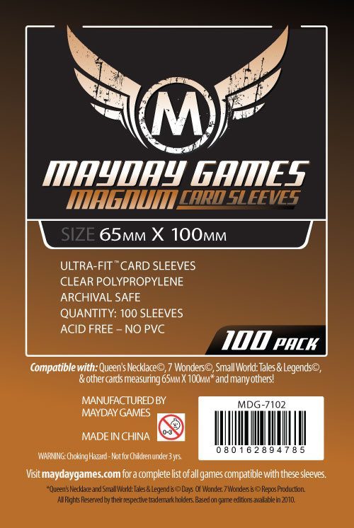"7 Wonders" Card Sleeves - Magnum Ultra-Fit (65x100mm) - Standard (100 sleeves per pack) - Mayday Games - 2