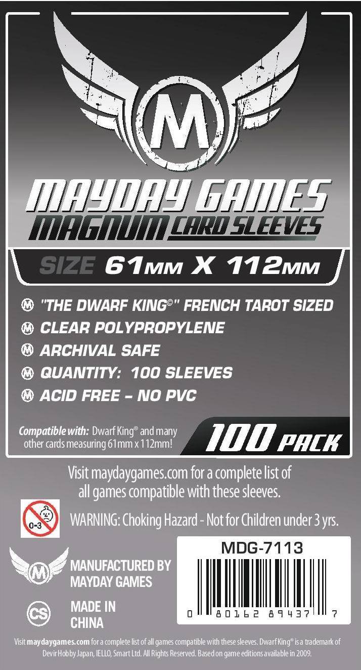 "Dwarf King" French Tarot Card Sleeves - Magnum (61x112mm) - Standard (100 sleeves per pack) - Mayday Games - 3