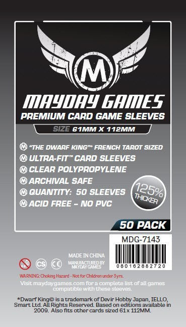 "Dwarf King" French Tarot Card Sleeves - Magnum (61x112mm) - Premium (50 sleeves per pack) - Mayday Games - 2