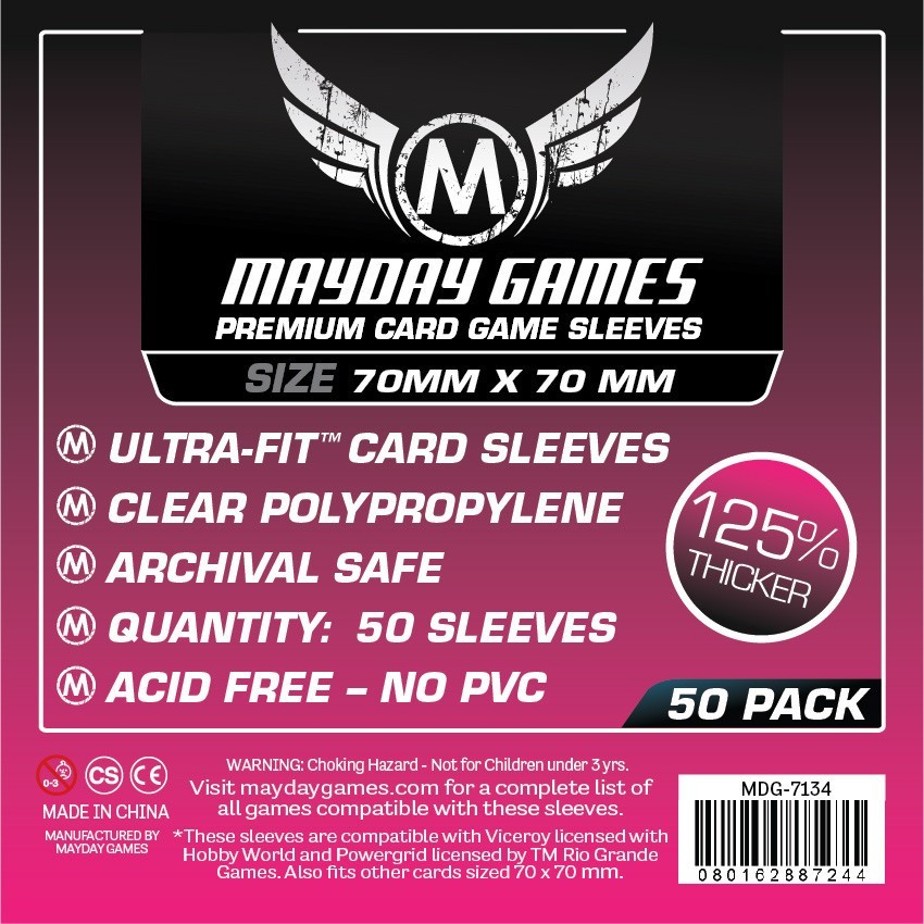 Square Card Sleeves - Small (70x70mm) - Premium (50 sleeves per pack) - Mayday Games - 2