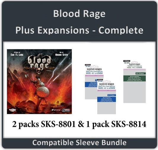 "Blood Rage" + Expansions Compatible Complete Sleeve Bundle (8801 X 2 + 8814 X 1)
