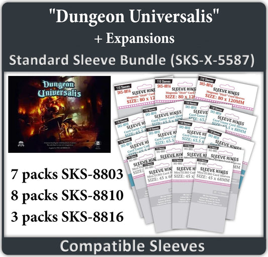 "Dungeon Universalis"+ Expansions Compatible Sleeve Bundle (8803 X 7, 8810 X 8, 8816 X 3)