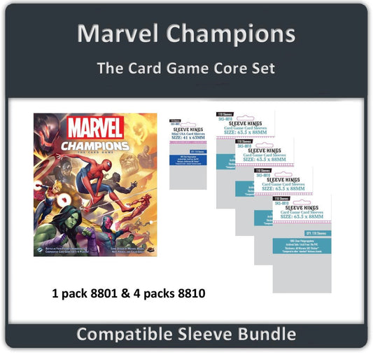 "Marvel Champions: The Card Game" Compatible (Core Set) Card Sleeve Bundle (8801 X 1 + 8810 X 4)