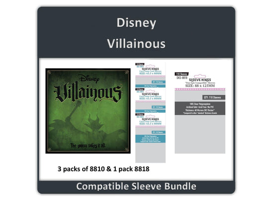 "Disney Villainous" Compatible Card Sleeve Bundle (8810 X 3 + 8818 x 1)