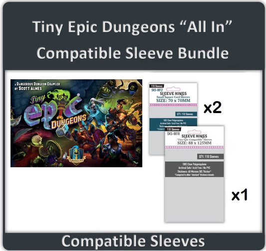 "Tiny Epic Dungeons Deluxe + Dungeon Stories" Expansion All-In Compatible Sleeve Bundle (8812 X 2 + 8818 X 1)