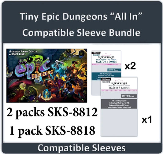 "Tiny Epic Dungeons Deluxe + Dungeon Stories" Expansion All-In Compatible Sleeve Bundle (8812 X 2 + 8818 X 1)