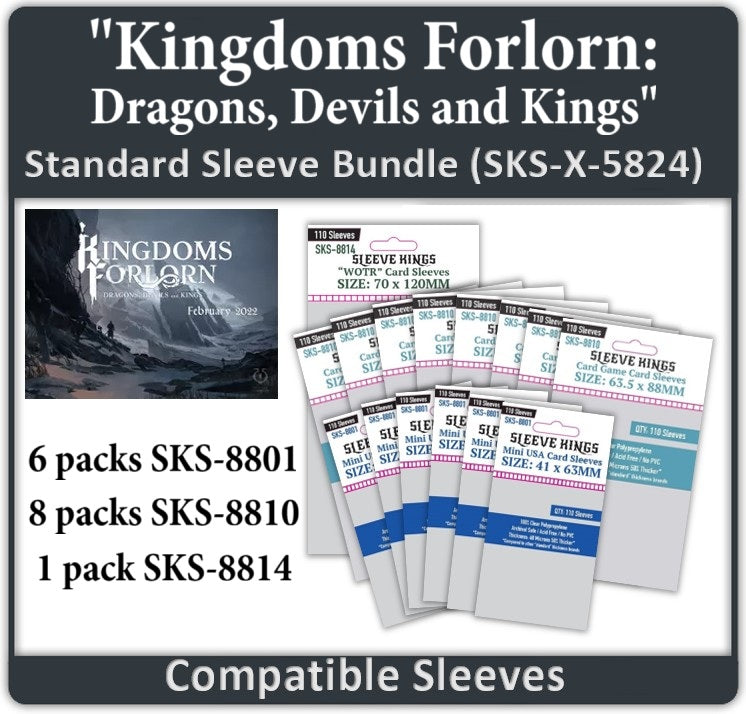 "Kingdoms Forlorn: Dragons, Devils and Kings" Compatible Card Sleeve Bundle (8801 x 6, 8810 x 8, 8814 x 1)