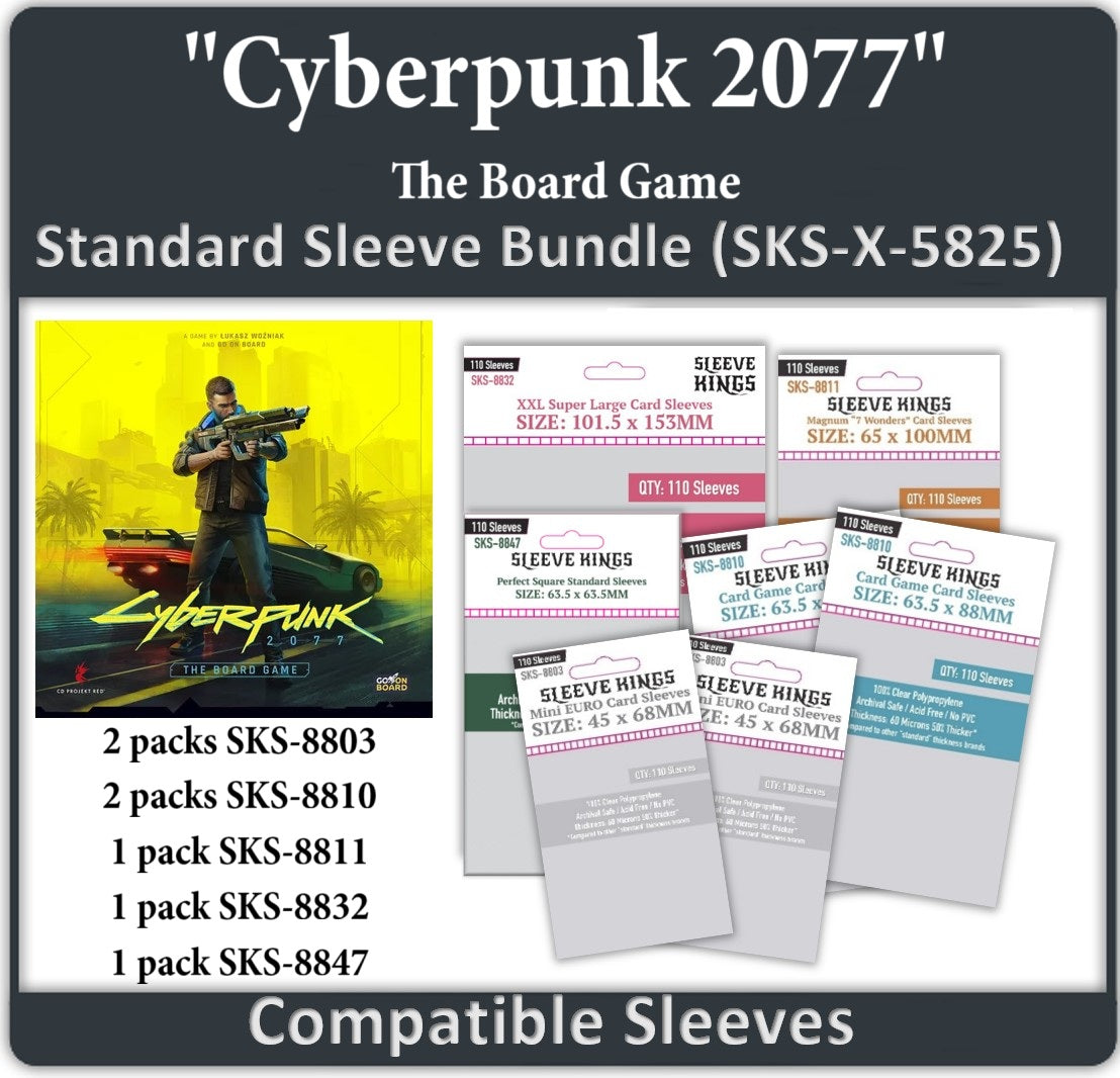 Cyberpunk 2077- The Board Game Compatible Card Sleeve Bundle (8803 x 2, 8810 x 2, 8811 x 1, 8832 x1, 8847x 1)