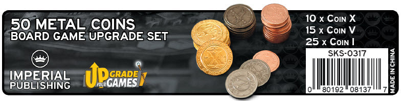 50 Metal Coin Board Game Upgrade Set (Medieval Coins)