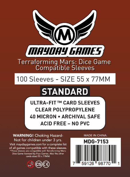Terraforming Mars: Dice Game Compatible Sleeves (55 x 77 MM) (Premium 7154 or Standard 7153)