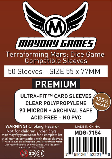 Terraforming Mars: Dice Game Compatible Sleeves (55 x 77 MM) (Premium 7154 or Standard 7153)