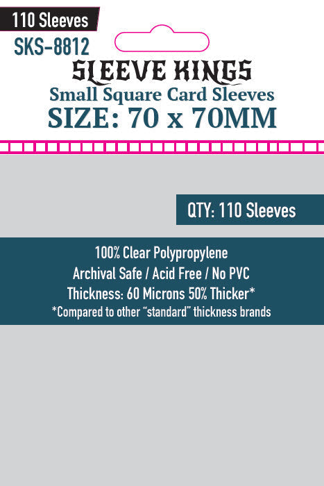 Sleeve Kings Small Square Card Sleeves (70x70mm) - 110 Pack, -SKS-8812