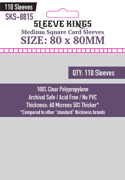Sleeve Kings Medium Square Card Sleeves (80x80mm) - 110 Pack, -SKS-8815