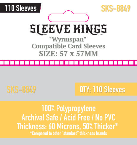 Wyrmspan Compatible Sleeves (57 x 57 MM)  110 Pack, 60 Microns SKS-8849