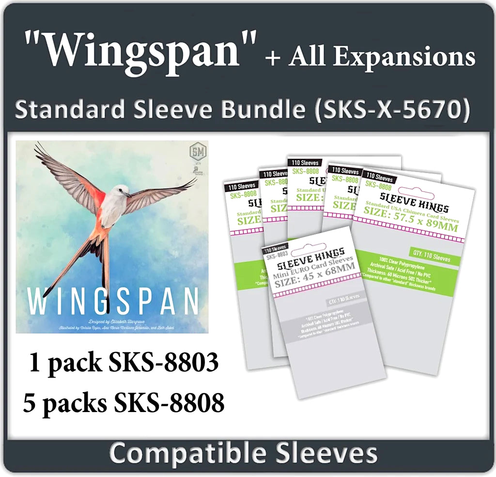 "Wingspan" + Expansions Compatible Sleeve Bundle (8803 x 1, 8808 x 5)