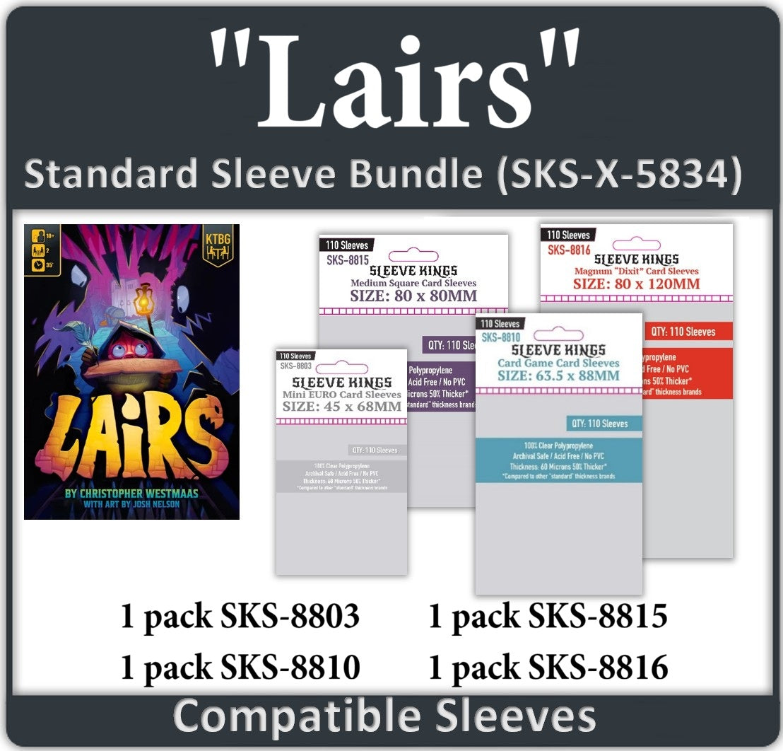 Lairs Kickstarter Edition Compatible Card Sleeve Bundle (8803 x 1, 8810 x 1, 8815 x 1, 8816 x 1)