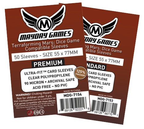 Terraforming Mars: Dice Game Compatible Sleeves (55 x 77 MM) (Premium 7154 or Standard 7153)