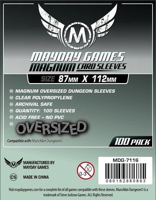 Munchkin Dungeon Sleeves - Magnum Oversized (87x112mm) - Standard (100 sleeves per pack) - Mayday Games - 3