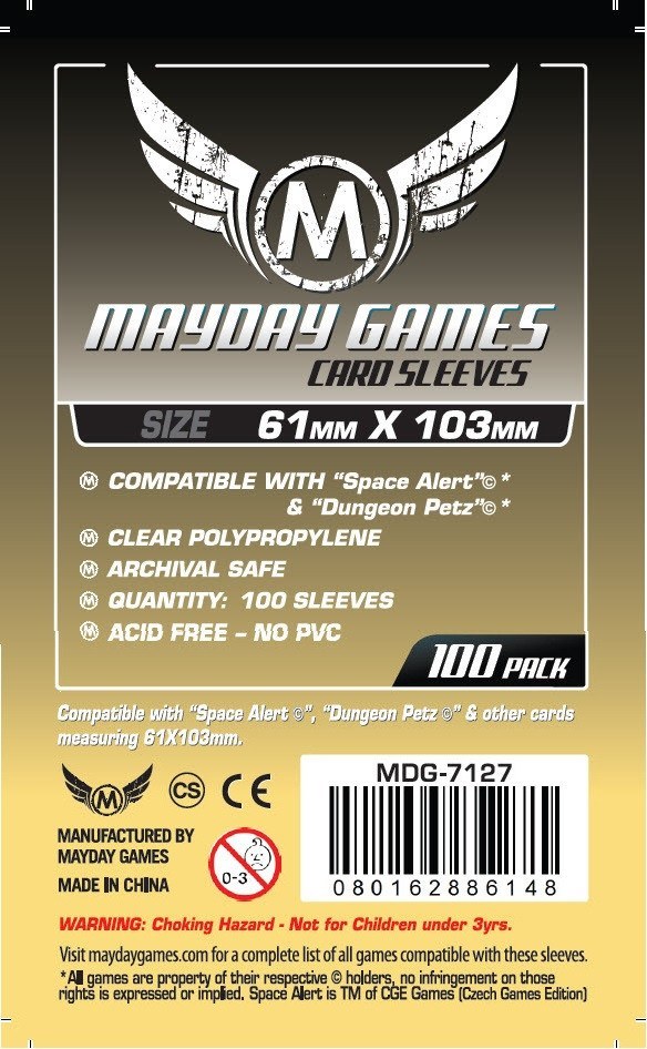 "Space Alert" & "Dungeon Petz" Card Sleeves (61x103mm) - Standard (100 sleeves per pack) - Mayday Games - 3