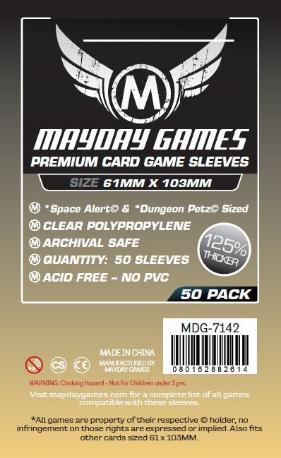 "Space Alert" & "Dungeon Petz" Card Sleeves (61x103mm) - Premium (50 sleeves per pack) - Mayday Games - 2
