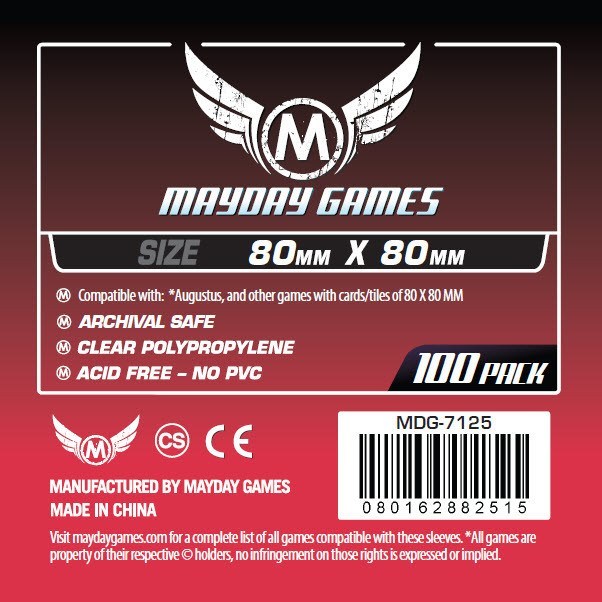 Square Card Sleeves - Medium (80x80mm) - Standard (100 sleeves per pack) - Mayday Games - 3