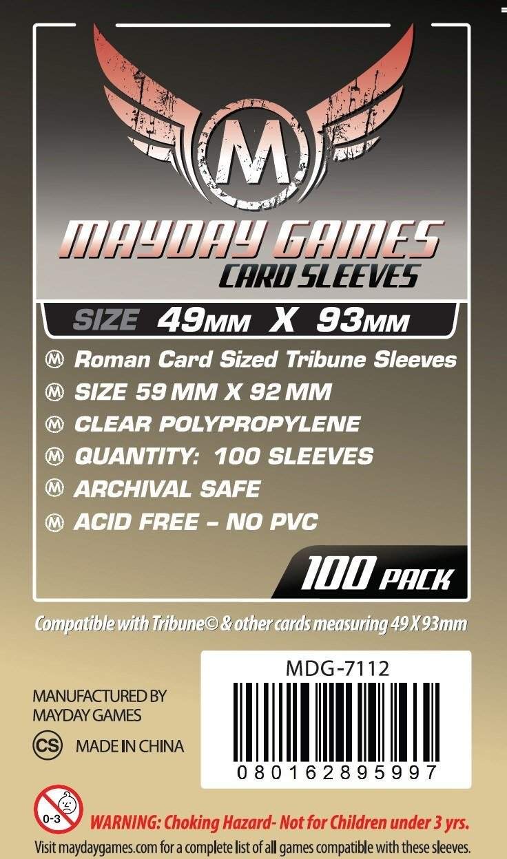 Tribune Card Sleeves (49x93mm) - Standard (100 sleeves per pack) - Mayday Games - 2