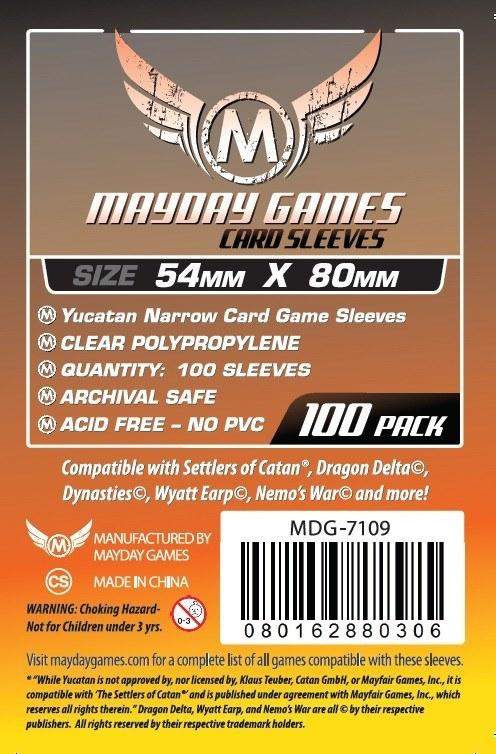 Yucatan Card Sleeves - Narrow (54x80mm) - Standard (100 sleeves per pack) - Mayday Games - 3